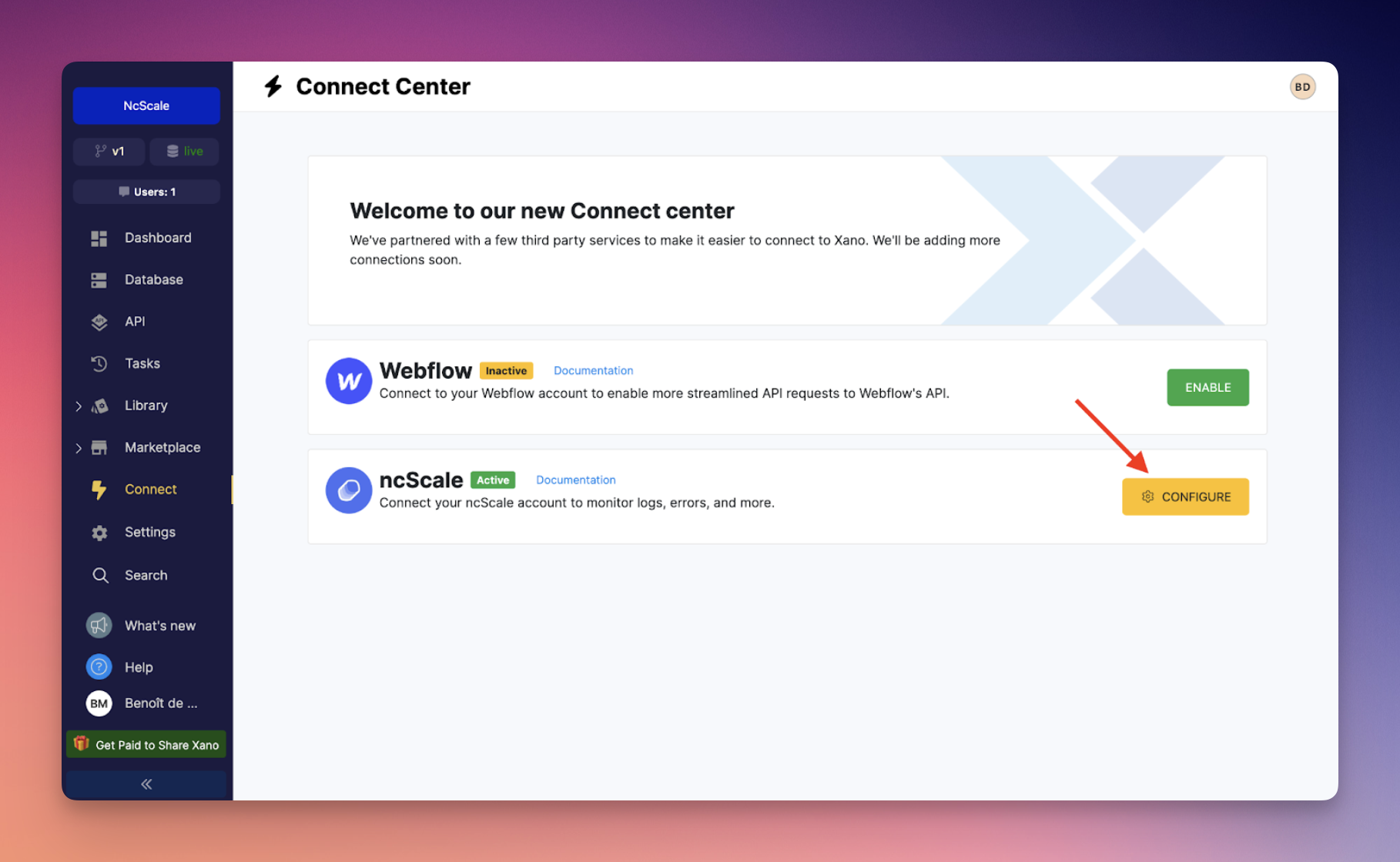 Xano reconnect step 3.1